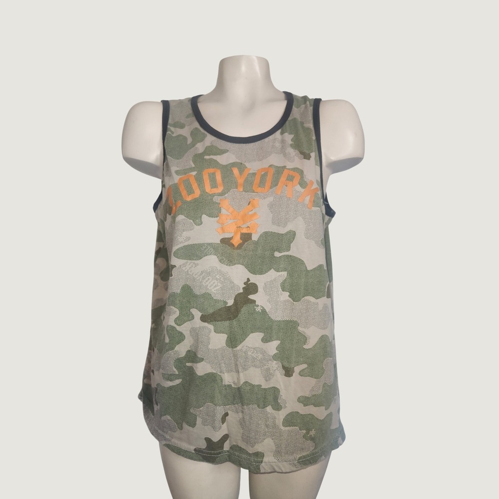 Zoo York Mens Camo Tank Top Green Orange Logo Graphic Sleeveless Shirt Size M